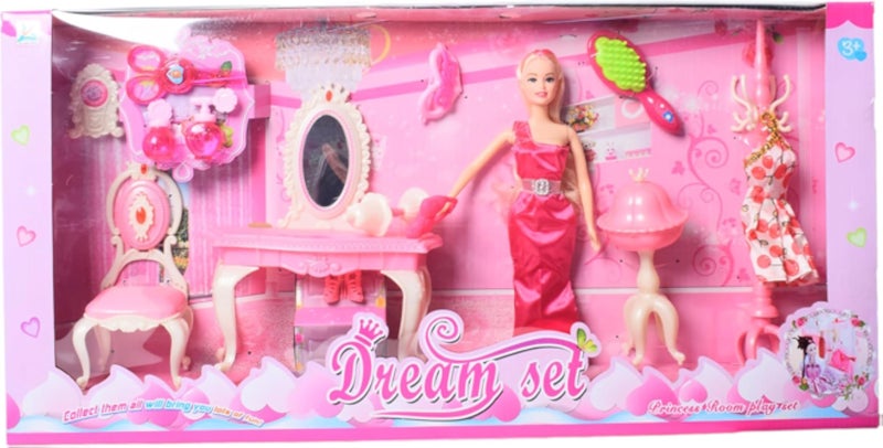 Dream Land Plastic Doll and Accessories Set 40x30x25 cm Multicolor